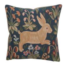 Medieval Rabbit Running French Tapestry Cushion