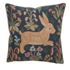 Medieval Rabbit Running Decorative Tapestry Pillow