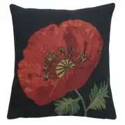 Poppy Red I Belgian Cushion Cover - 16 in. x 16 in. Cotton/Viscose/Polyester by Charlotte Home Furnishings