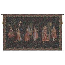 Courtly Scene Galanteries European Tapestry Wall Hanging