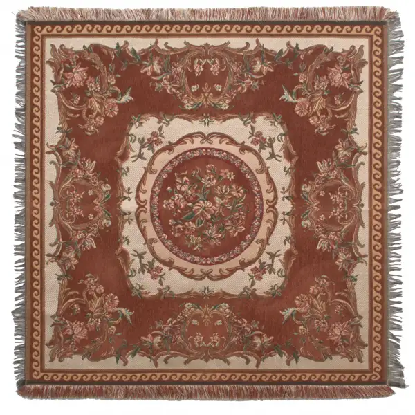 Floral Medallion Rust European Throw