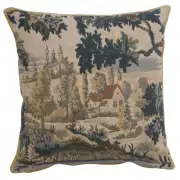 Paysage Flamand Village 1 Belgian Tapestry Cushion - 17 in. x 17 in. Cotton by Charlotte Home Furnishings