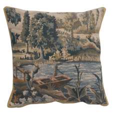 Paysage Flamand Bateau Belgian Tapestry Cushion
