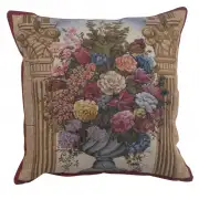Floral In Arch Belgian Tapestry Cushion - 17 in. x 17 in. Cotton by Charlotte Home Furnishings