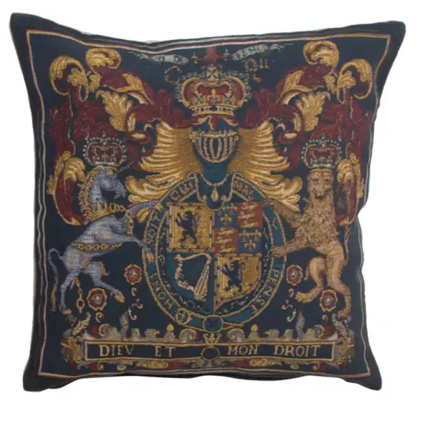 Stuart Crest II Belgian Tapestry Cushion - 17 in. x 17 in. Cotton by Charlotte Home Furnishings