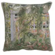 Jardin Red Flowers Belgian Tapestry Cushion - 17 in. x 17 in. Cotton by Charlotte Home Furnishings