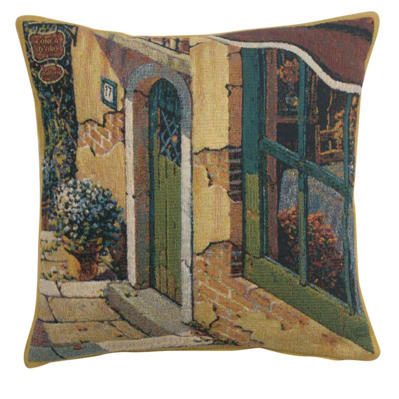Bellagio Village Door Decorative Tapestry Pillow