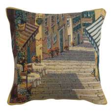 Bellagio Village Two Tables Decorative Tapestry Pillow