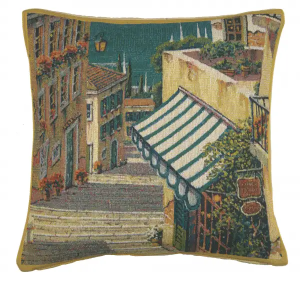 C Charlotte Home Furnishings Inc Bellagio Village I Belgian Tapestry Cushion - 17 in. x 17 in. Cotton by Robert Pejman