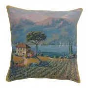 Lakeside Vineyard Left Belgian Tapestry Cushion