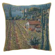 C Charlotte Home Furnishings Inc Lakeside Vineyard Right Belgian Tapestry Cushion - 17 in. x 17 in. Cotton by Robert Pejman