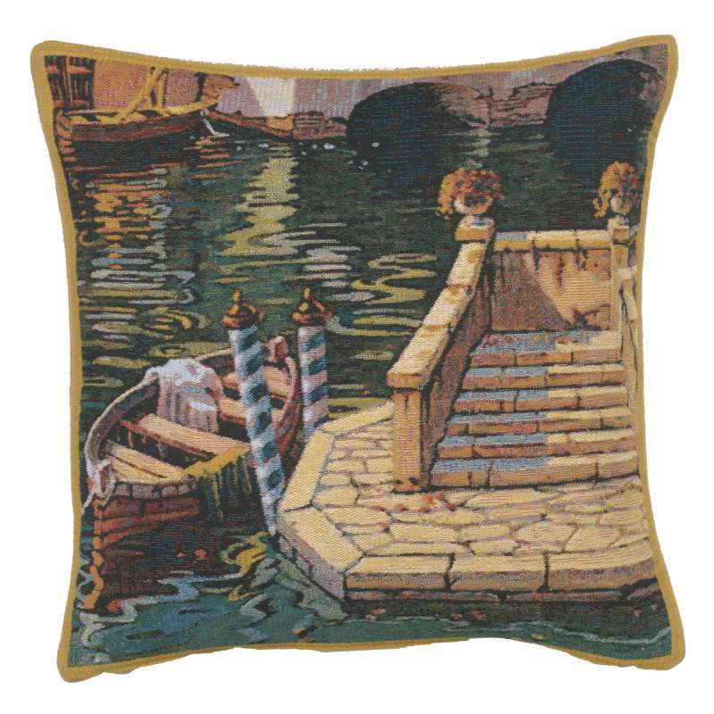 Varenna Reflections Boat Decorative Tapestry Pillow