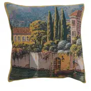 C Charlotte Home Furnishings Inc Varenna Reflections Village Right Belgian Tapestry Cushion - 17 in. x 17 in. Cotton by Robert Pejman