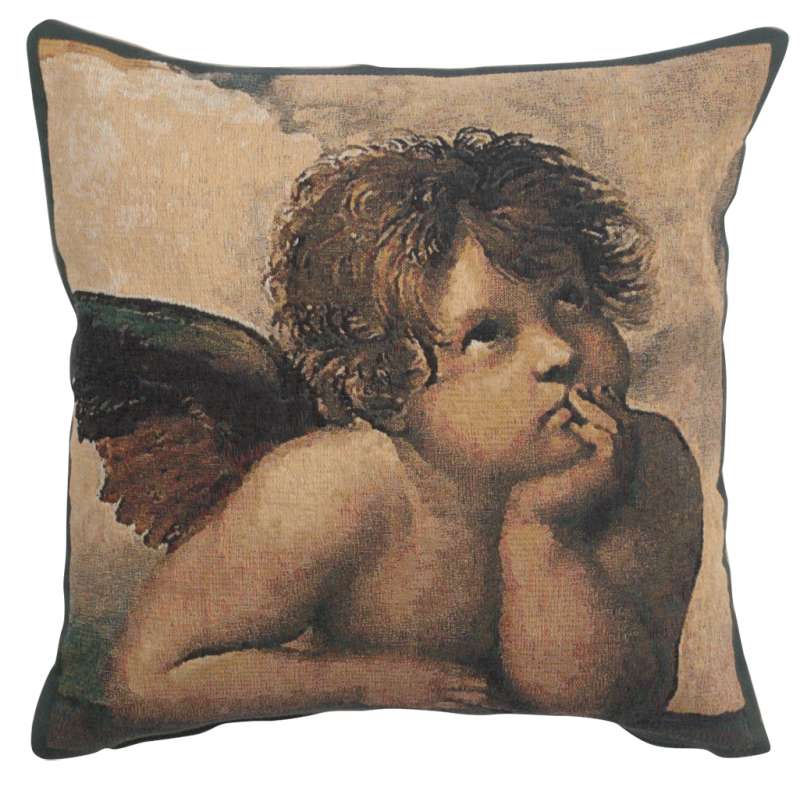 Angels by Raffael left Decorative Tapestry Pillow