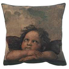 Angels by Raffael right Decorative Tapestry Pillow