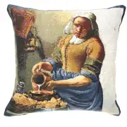 Servant Girl I Belgian Tapestry Cushion - 17 in. x 17 in. Cotton by Johannes Vermeer