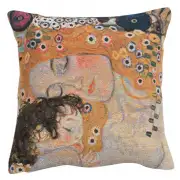 Mother And Child 1 Belgian Tapestry Cushion - 17 in. x 17 in. Cotton by Gustav Klimt