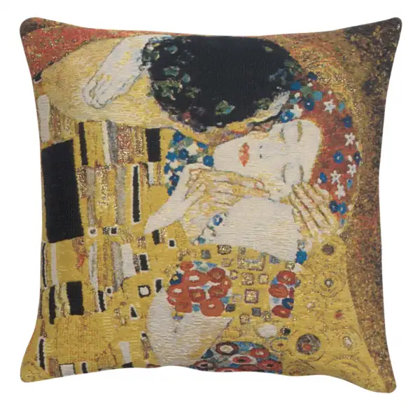 Kiss II Belgian Tapestry Cushion - 17 in. x 17 in. Cotton by Gustav Klimt