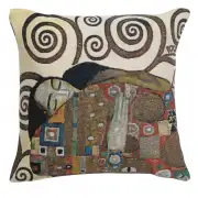 Lebensbaum Fulfillment Belgian Tapestry Cushion - 17 in. x 17 in. Cotton by Gustav Klimt