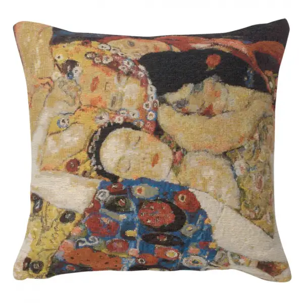 Virgin Faces Belgian Tapestry Cushion - 17 in. x 17 in. Cotton by Gustav Klimt