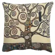 Lebensbaum Tree Belgian Tapestry Cushion - 17 in. x 17 in. Cotton by Gustav Klimt