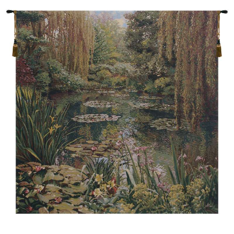Monet's Garden without Border I Belgian Tapestry Wall Hanging
