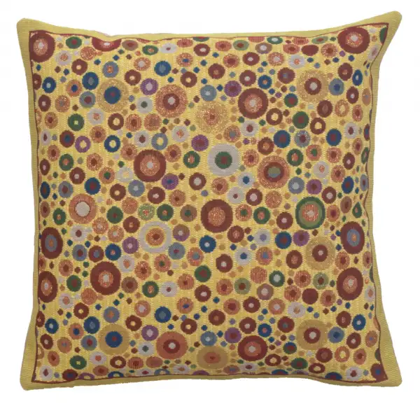 Klimt Polka Dots Belgian Woven Cushion Cover - 16 x 16" Hand Finished Square Pillow for Living Room - Decorative Throw Accent Pillow Cover for Sofa Bed Couch - Cushion Cover for Indoor Use