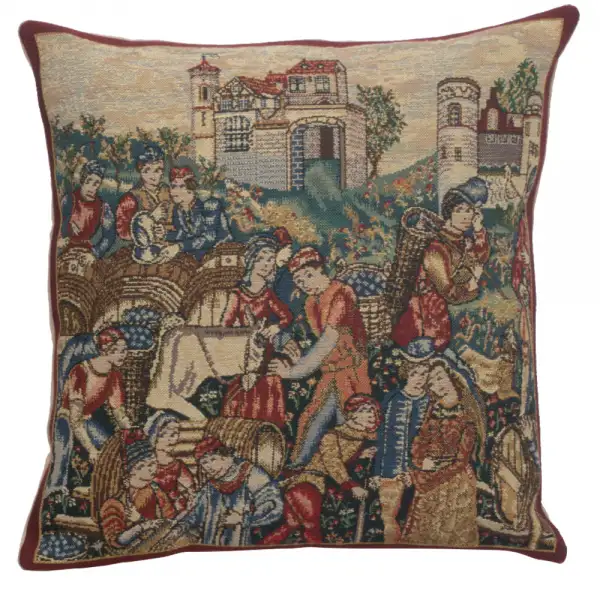 Winemerchants I Belgian Cushion Cover - 16 in. x 16 in. Cotton/Viscose/Polyester by Charlotte Home Furnishings