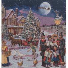 Carolers Stretched Wall Art Tapestry
