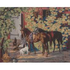The Hunting Scene Stretched Wall Tapestry