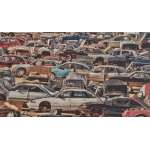 The Car Junkyard Stretched Wall Tapestry