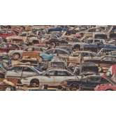 The Car Junkyard Stretched Wall Tapestry