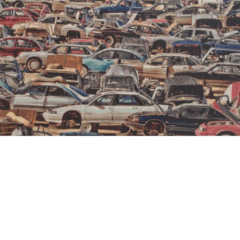 The Car Junkyard Stretched Wall Tapestry