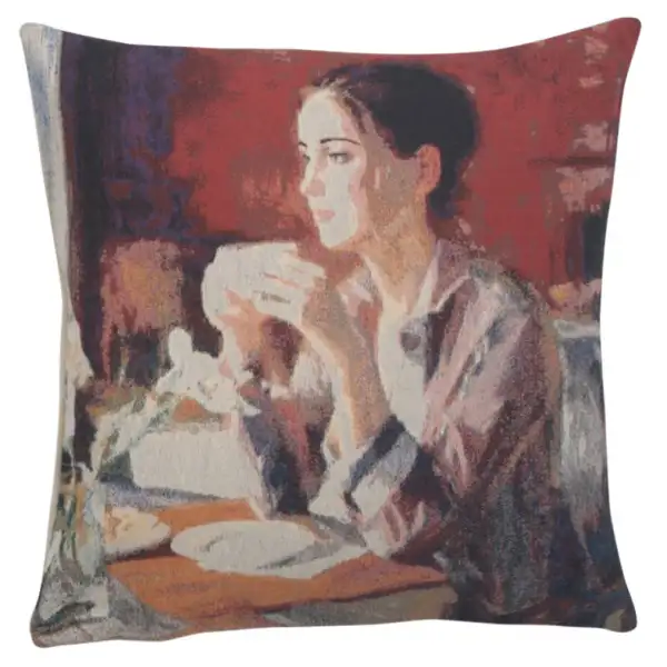 Morning Cuppa Couch Pillow - 16 in. x 16 in. Cotton/Viscose/Polyester by Alessia Cara