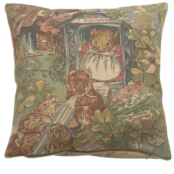 Miss Dormouse and Babies Beatrix Potter  Belgian Cushion Cover