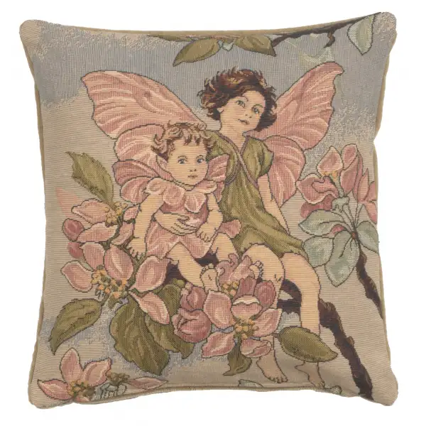Charlotte Home Furnishing Inc. Belgium Cushion Cover - 18 in. x 18 in. Cicely Mary Barker | Apple Blossom Fairy Cicely Mary Barker